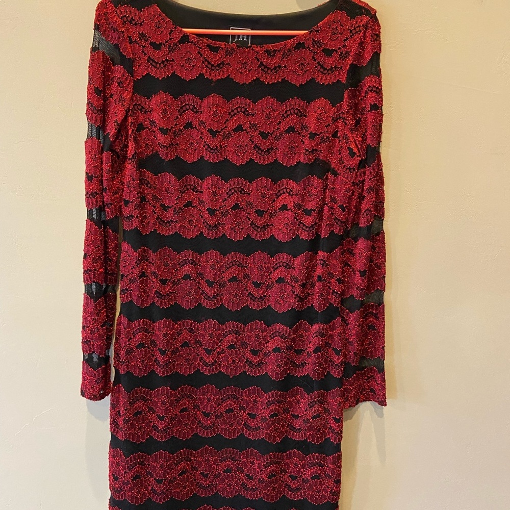 JH Evenings red and black dress.